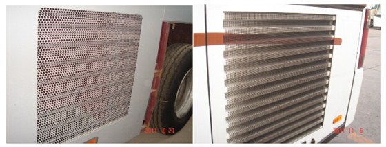 公交车侧身进气格栅蜂窝式