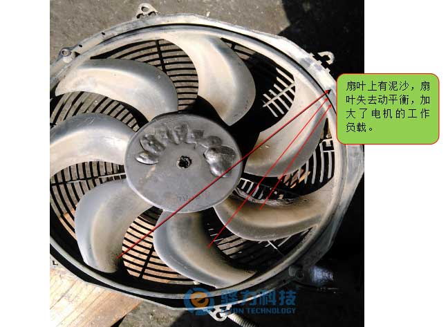 电子冷却风扇扇叶泥沙堆积